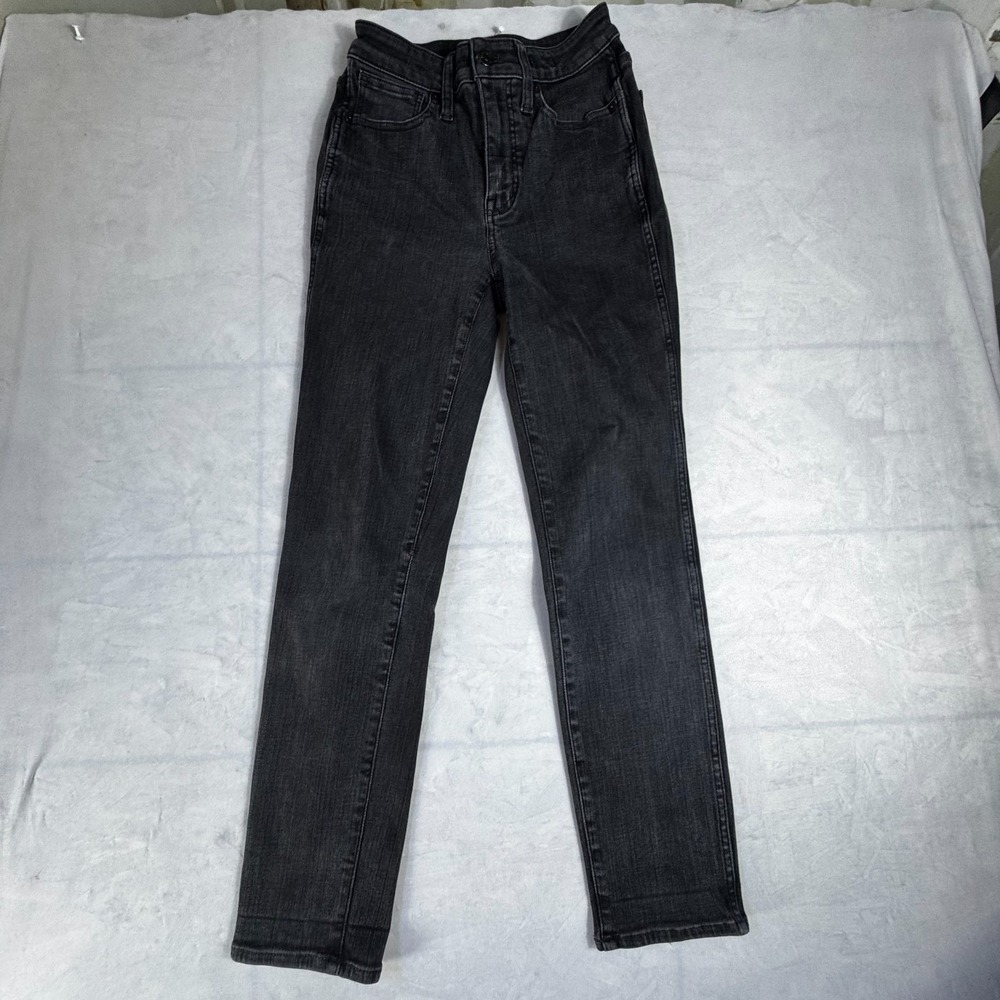 Madewell Womens Curvy Stovepipe Straight Jeans Black Denim Dark Wash 5-Pocket 26